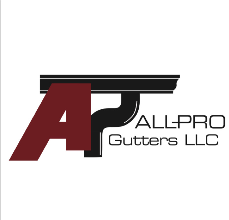 the logo for all pro gutters llc is red and black
