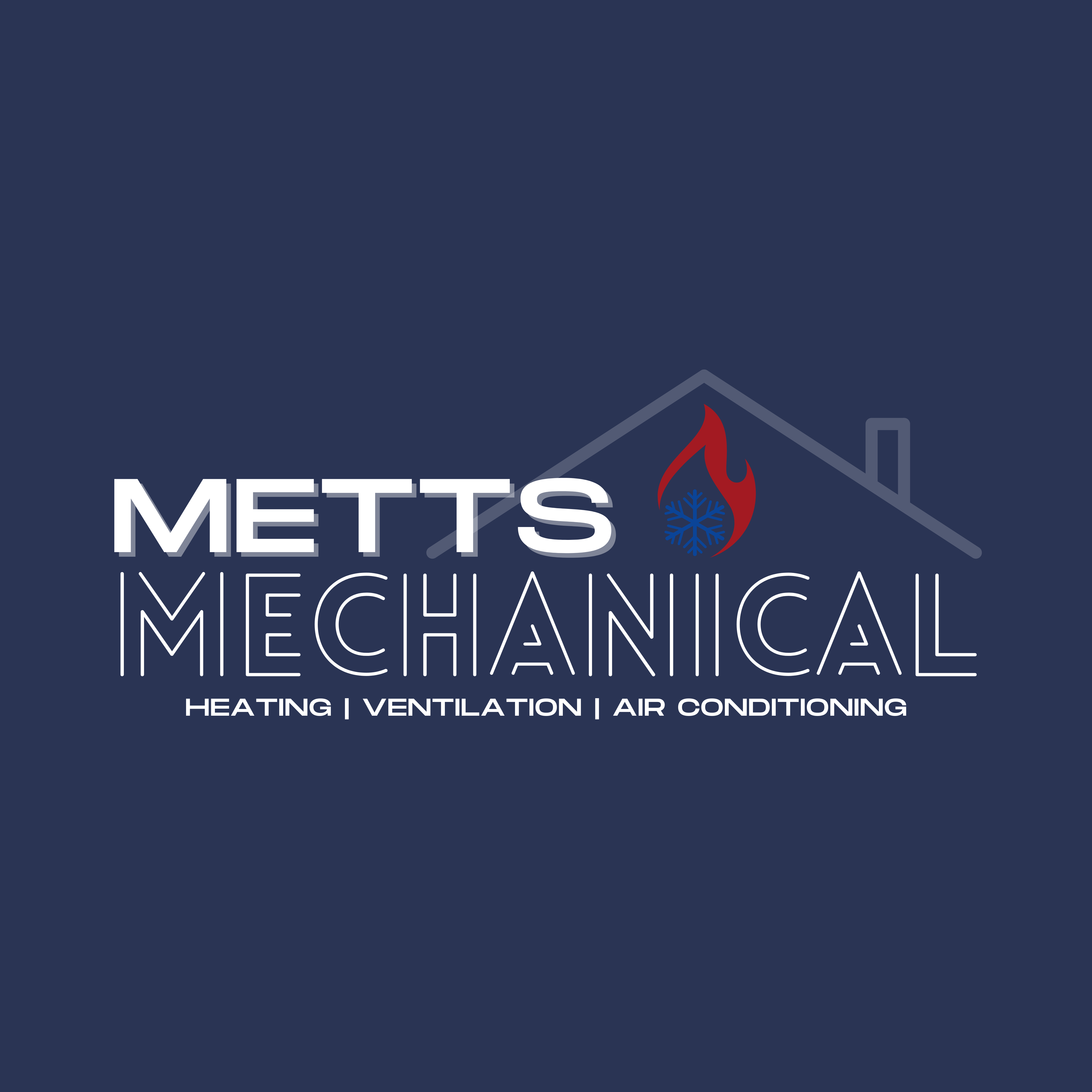 A logo for metts mechanical heating ventilation and air conditioning